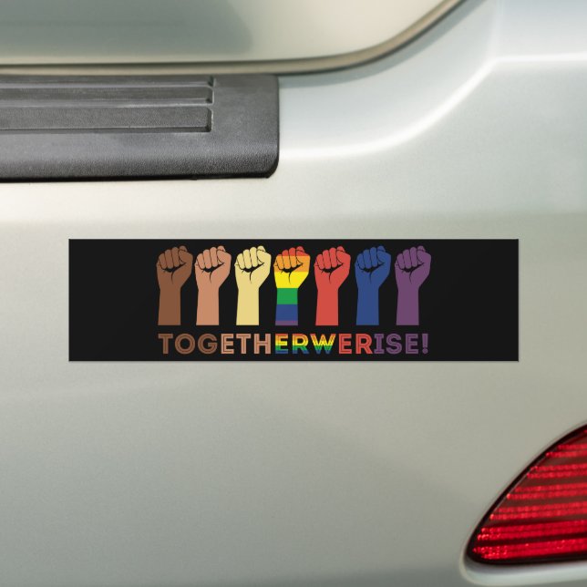 Together We Rise Equality Social Justice Bumper Sticker (On Car)