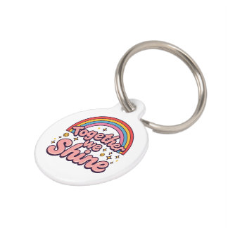 Together We Shine – Rainbow Retro Pride Quote Pet Tag