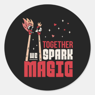 Together We Spark Magic Couple's Love  Classic Round Sticker