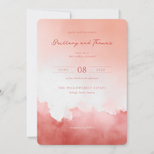 Together with their families Warm Peach Gradient V Invitation