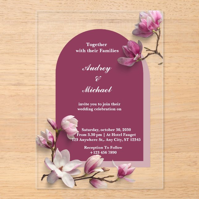 Together with their families wedding invitation (Front)
