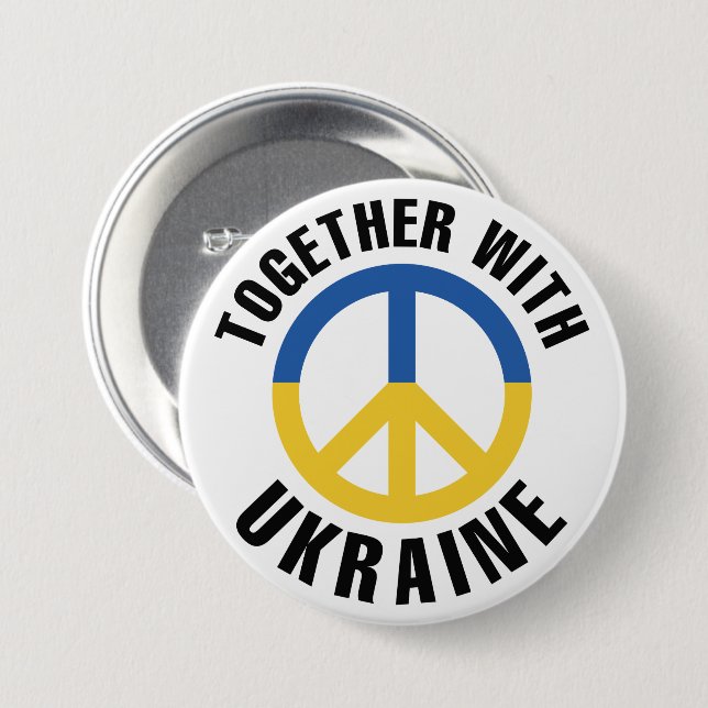 Together With Ukraine 3 Inch Round Button (Front & Back)