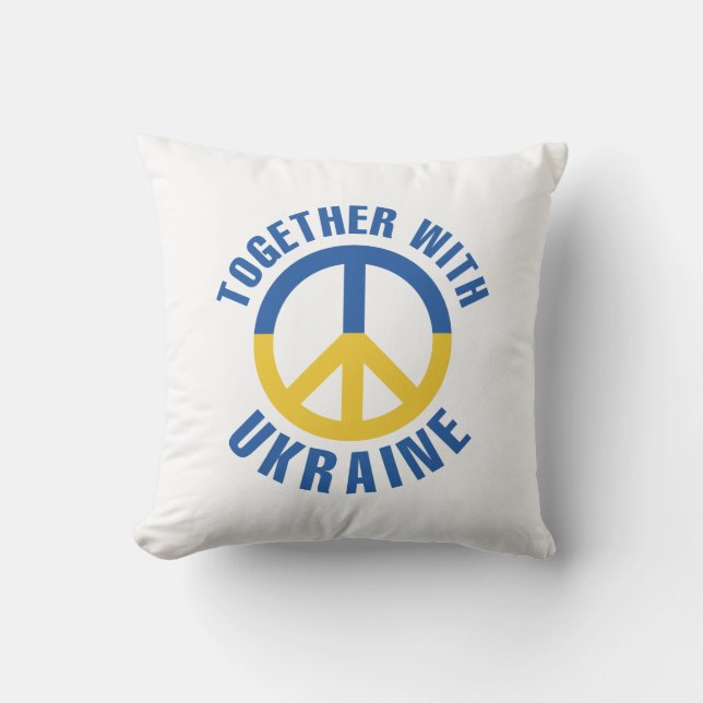 Together With Ukraine Throw Pillow (Front)