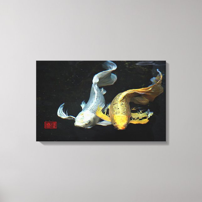 ©Togetherness in Love/Gold & Silver Koi Fish Canvas Print (Front)
