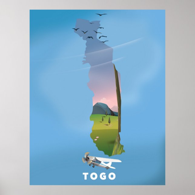 Togo African map travel print (Front)
