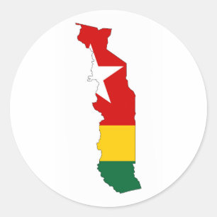 togo country flag map classic round sticker