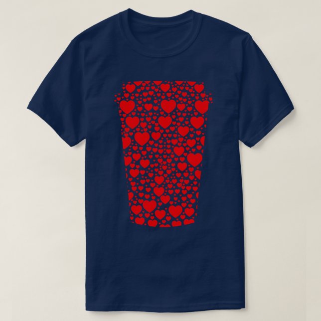ToGo Cup Of Coffee Hearts Silhouette RED T-Shirt (Design Front)