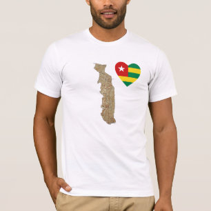 Togo Flag Heart and Map T-Shirt