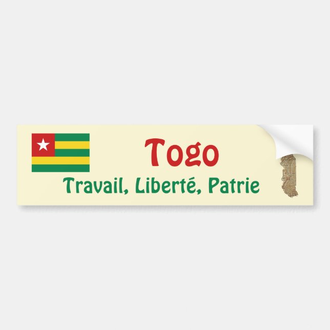 Togo Flag + Map Bumper Sticker (Front)