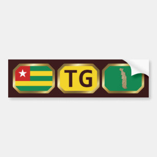 Togo Flag Map Code Bumper Sticker