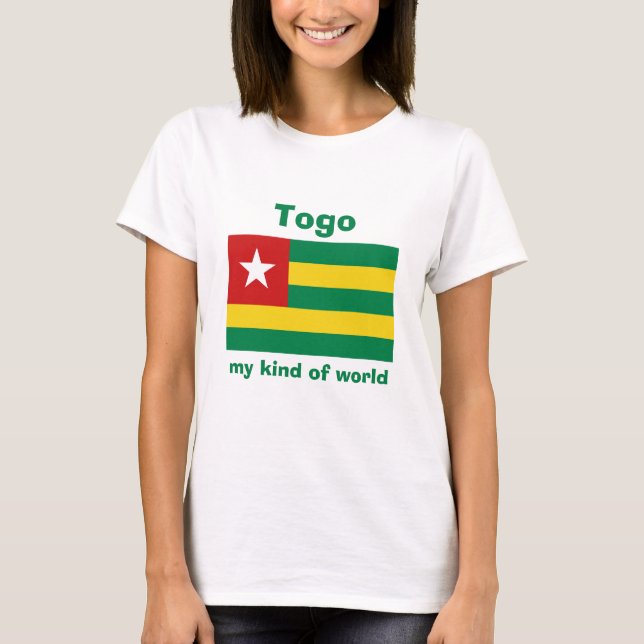 Togo Flag + Map + Text T-Shirt (Front)