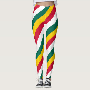 Togo National Flag Colours Diagonal Striped Leggings