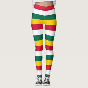 Togo National Flag Colours Horizontal Striped Leggings