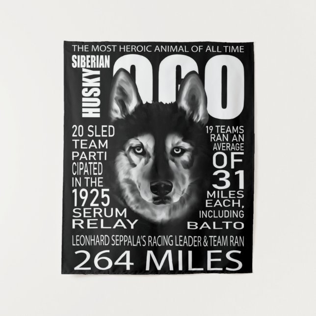 Togo Siberian Husky Cool Husky Dog Face Tapestry (Front)