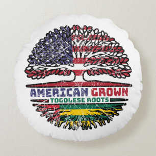 Togo Togolese American USA Tree Roots Flag Round Pillow
