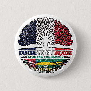 Togo Togolese  French France Tree Roots Flag 2 Inch Round Button