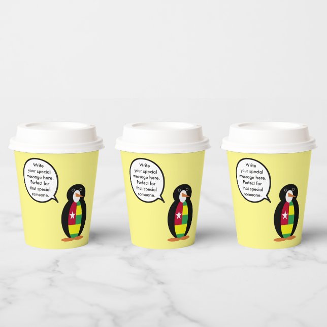 Togolese Flag Talking Ms. Penguin Personalized  Paper Cups (Multi)