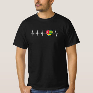 Togolese Heartbeat I Love Togo Flag Heart Country T-Shirt