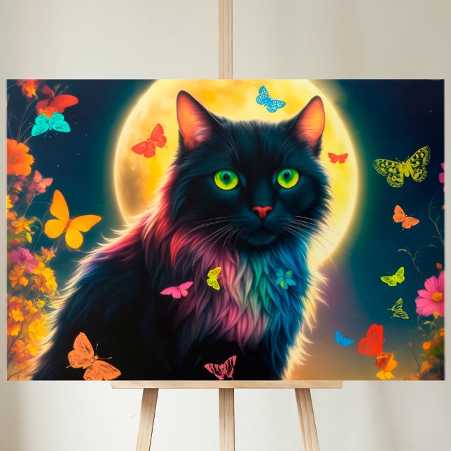 Toile С aux fleurs lune papillon brillent coloré mouche  (Créateur téléchargé)