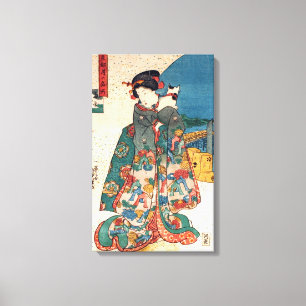 Toile 少 女 と 猫, 国 fille avec chat, Kuniyoshi, Ukiyo-e