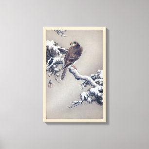 Toile 松 に 鷹, 古 邨 Hawk sur Pine tree, Ohara Koson, Coupe 
