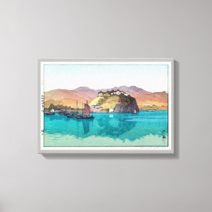 Toile 湖 口, Hukou, Chine, Hiroshi Yoshida, Coupe de bois