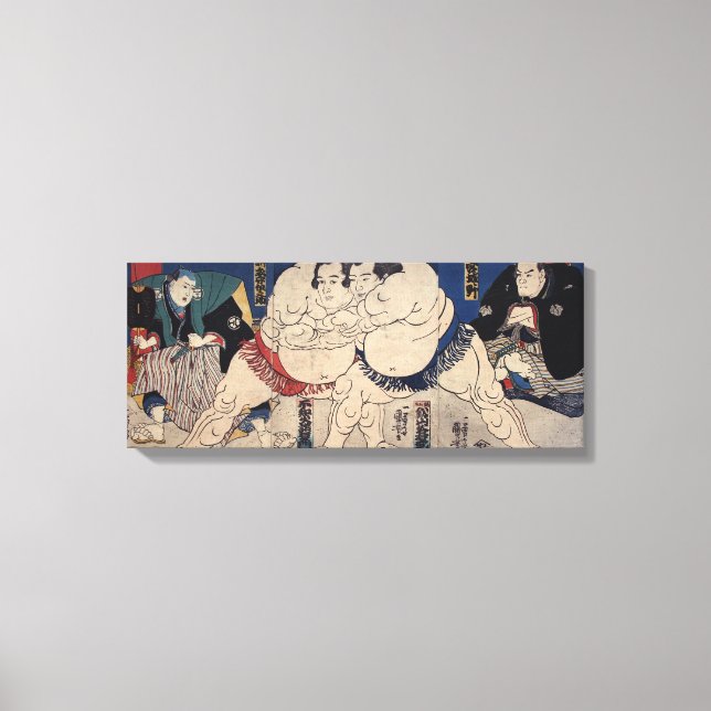 Toile 相 撲, 国 芳 Sumo Wrestling, Kuniyoshi, Ukiyo-e (Recto)