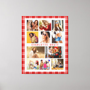 Toile 10 Photo Moderne Tendance Rouge Plaid Nom élégant