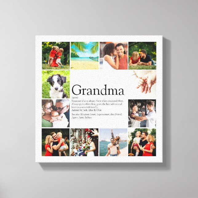 Toile 12 Photo Collage Meilleure Granny Grandma Définiti (Recto)