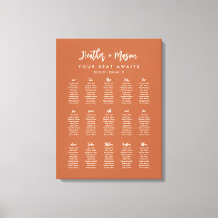 Toile 15 Tables Boho Rust Earthy Mariage Seating Chart