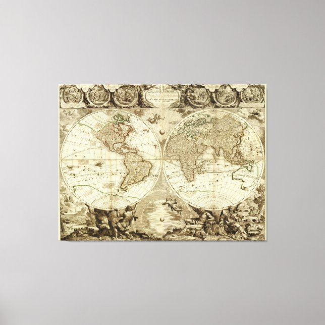 Toile 1708 World Map by Jean Baptiste Nolin (Recto)