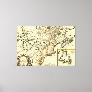 Toile 1778 Carte du Canada et des États-Unis