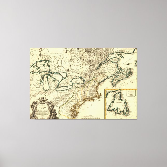 Toile 1778 Carte du Canada et des États-Unis (Recto)