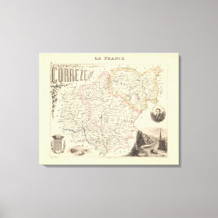 Toile 1858 Carte du département de Correze, Poster de Fr