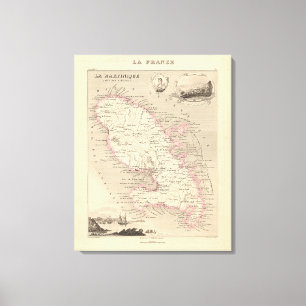 Toile 1858 Carte du département de la Martinique, Poster