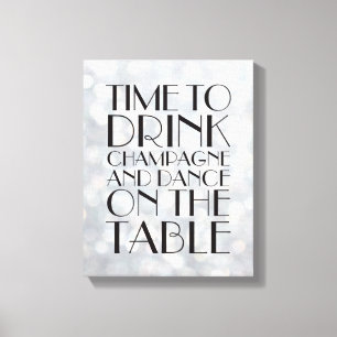 Toile 1920's Time to Drink Champagne Canvas argent