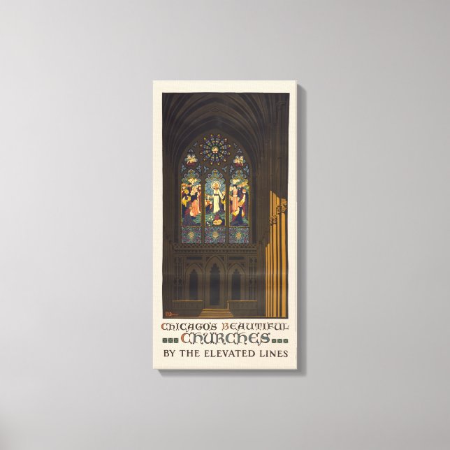 Toile 1923 Affiche D'Une Église Avec Fenêtre En Verre Ti (Recto)