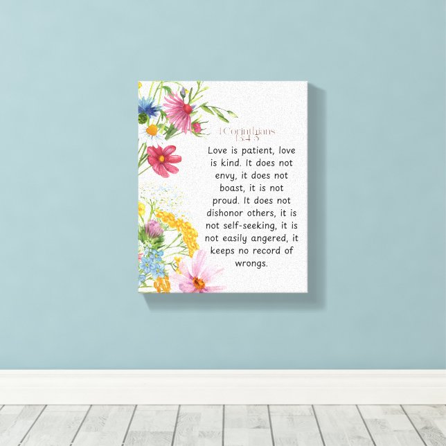 Toile 1 Corinthiens 13:4-5 Aquarelle apaisante Conceptio (Insitu (Plancher de Bois))