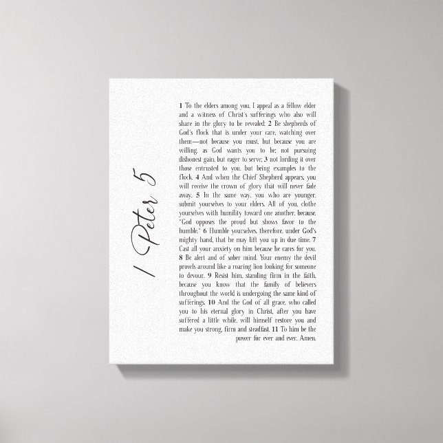 Toile 1 Pierre 5 Bible Verse Écriture Mur Art (Recto)
