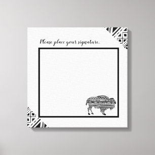 Toile 20"x20" Signature Canvas Boho Buffalo Tribal Patte