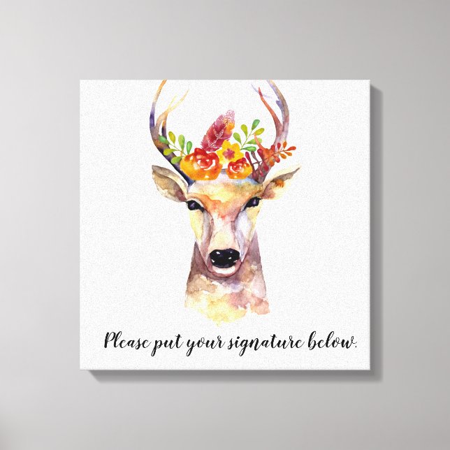 Toile 20"x20" Signature Canvas cerf de bouho Buck Head B (Recto)