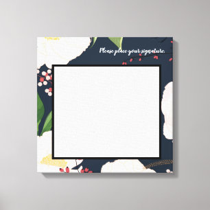 Toile 20"x20" Signature Canvas Fleurs florales blanches 