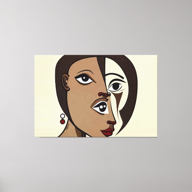 Toile 23_007, Portrait Woman, Cubist Abstrait Art (Recto)