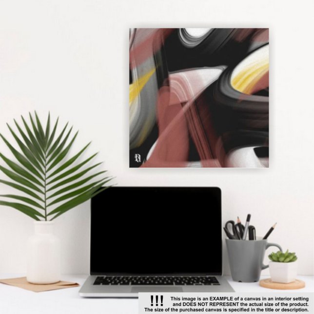 Toile 24x24" Tendance Art Abstrait Noir Blanc Poudre (Créateur téléchargé)