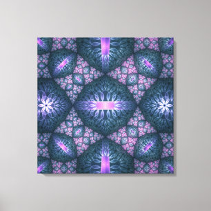 Toile 3D Fractal Art Abstrait Motif bleu violet rose
