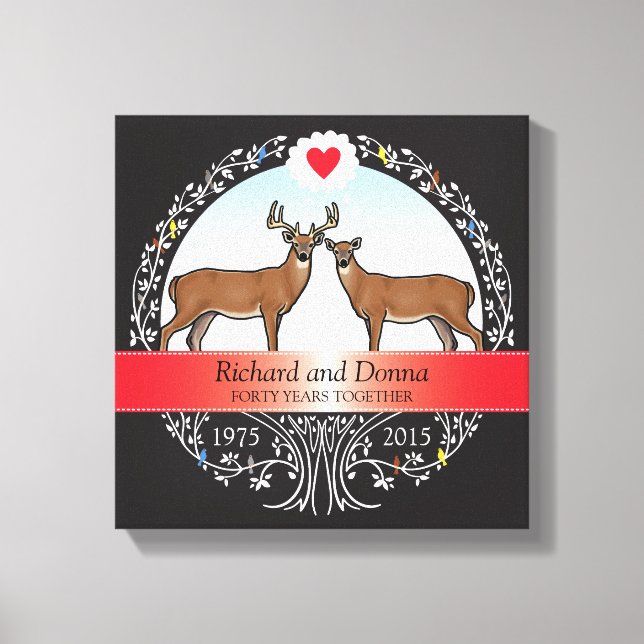 Toile 40e anniversaire de Mariage personnalisé, Buck & D (Recto)
