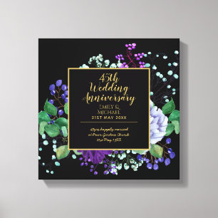 Toile 45e anniversaire Mariage Cadeau Sapphire bleu Fleu