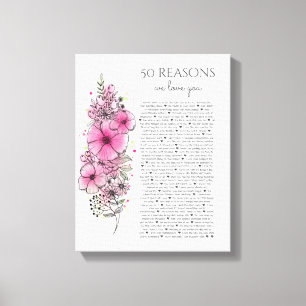 Toile 50 raisons pour lesquelles nous vous aimons tatoua