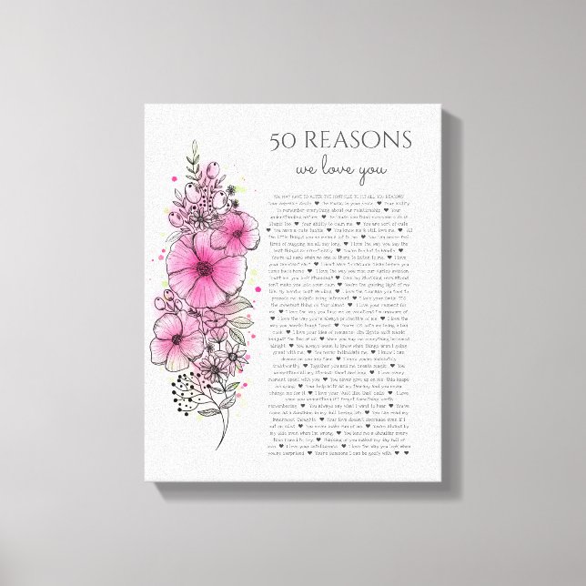 Toile 50 raisons pour lesquelles nous vous aimons tatoua (Recto)