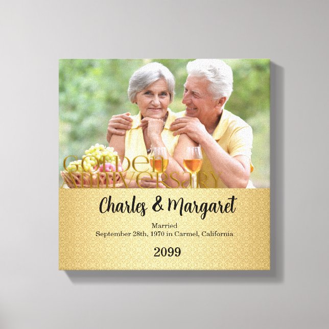 Toile 50e anniversaire 12x12 Photo personnalisée (Recto)